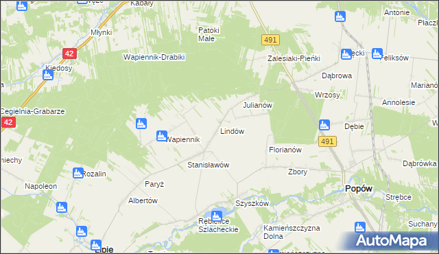 mapa Lindów gmina Lipie, Lindów gmina Lipie na mapie Targeo