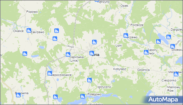 mapa Linia powiat wejherowski, Linia powiat wejherowski na mapie Targeo