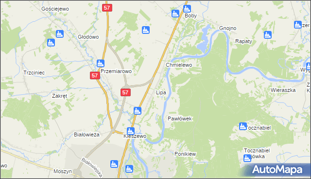 mapa Lipa gmina Pułtusk, Lipa gmina Pułtusk na mapie Targeo