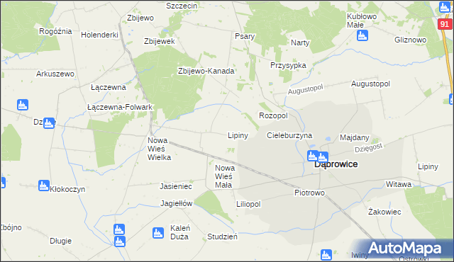 mapa Lipiny gmina Przedecz, Lipiny gmina Przedecz na mapie Targeo