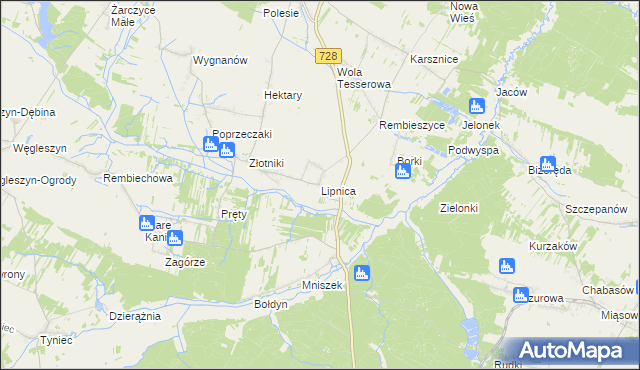 mapa Lipnica gmina Małogoszcz, Lipnica gmina Małogoszcz na mapie Targeo