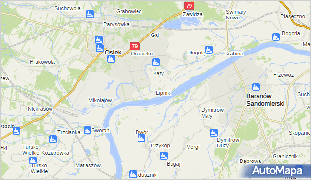 mapa Lipnik gmina Osiek, Lipnik gmina Osiek na mapie Targeo