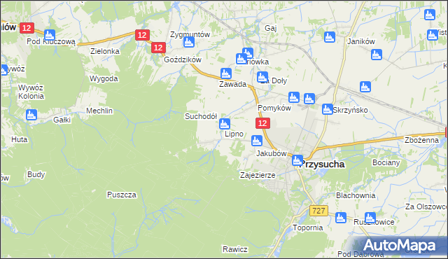 mapa Lipno gmina Przysucha, Lipno gmina Przysucha na mapie Targeo