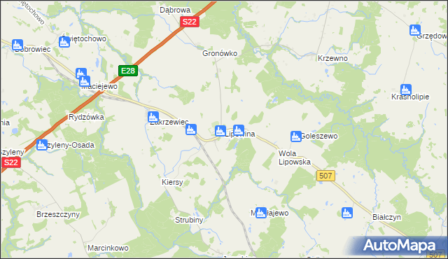mapa Lipowina, Lipowina na mapie Targeo