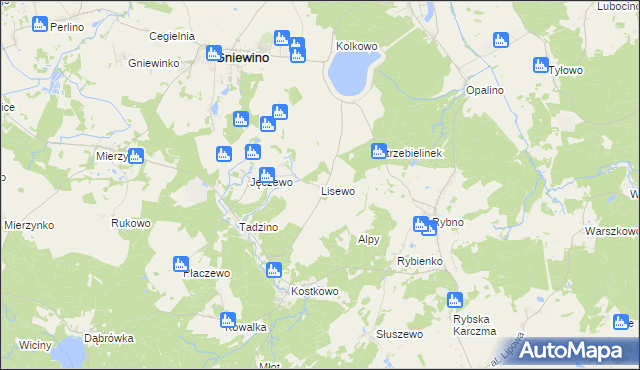 mapa Lisewo gmina Gniewino, Lisewo gmina Gniewino na mapie Targeo