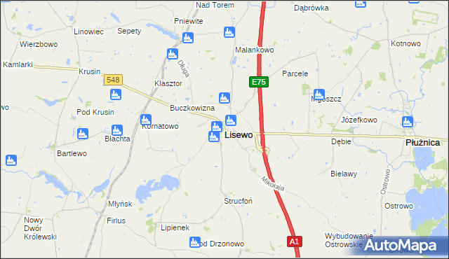 mapa Lisewo powiat chełmiński, Lisewo powiat chełmiński na mapie Targeo