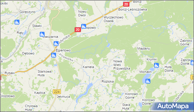 mapa Lisia Góra gmina Somonino, Lisia Góra gmina Somonino na mapie Targeo