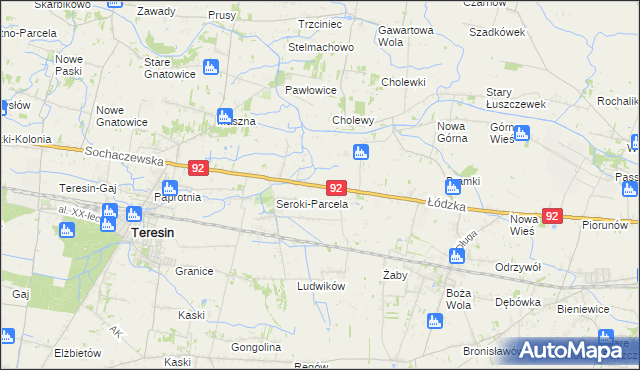 mapa Lisice gmina Teresin, Lisice gmina Teresin na mapie Targeo