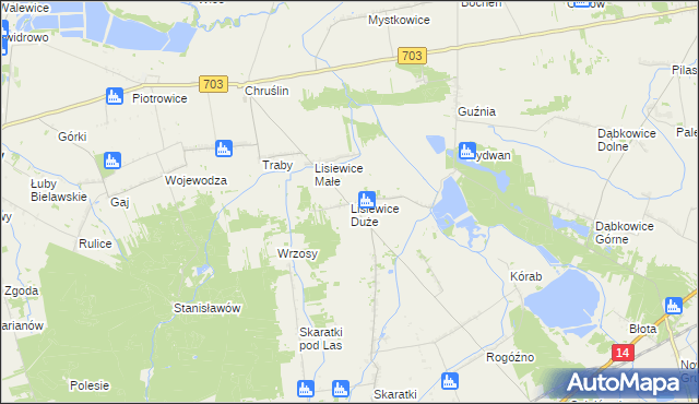 mapa Lisiewice Duże, Lisiewice Duże na mapie Targeo