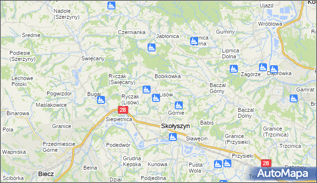 mapa Lisów gmina Skołyszyn, Lisów gmina Skołyszyn na mapie Targeo