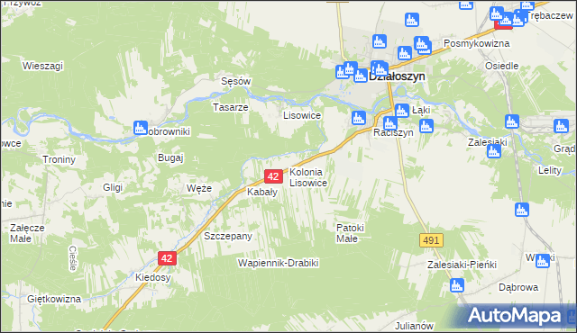 mapa Lisowice-Kolonia, Lisowice-Kolonia na mapie Targeo
