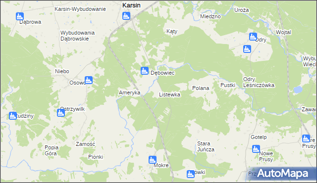 mapa Listewka, Listewka na mapie Targeo