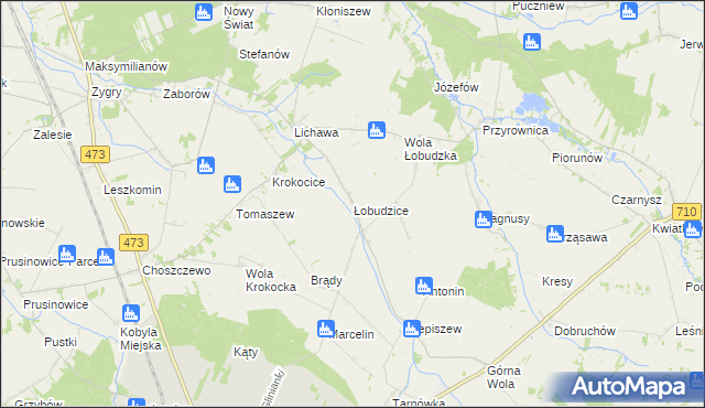 mapa Łobudzice gmina Szadek, Łobudzice gmina Szadek na mapie Targeo