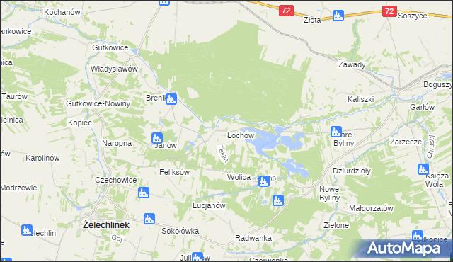 mapa Łochów gmina Żelechlinek, Łochów gmina Żelechlinek na mapie Targeo