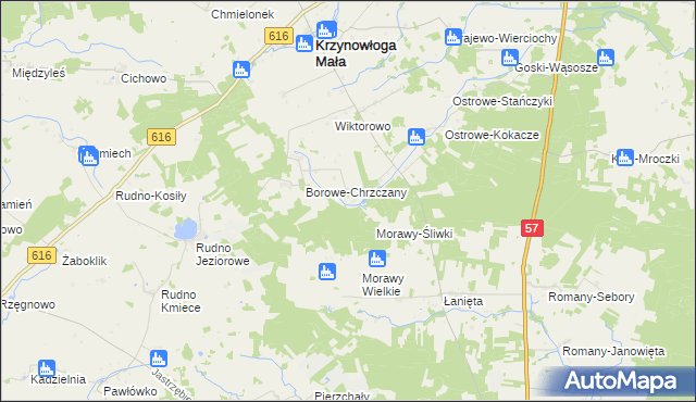 mapa Łoje gmina Krzynowłoga Mała, Łoje gmina Krzynowłoga Mała na mapie Targeo