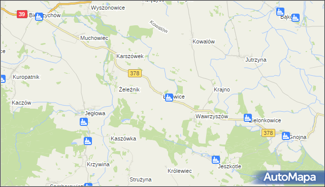 mapa Łojowice gmina Wiązów, Łojowice gmina Wiązów na mapie Targeo