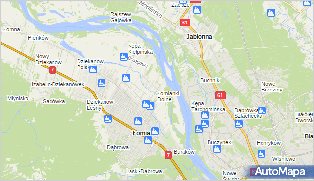 mapa Łomianki Dolne, Łomianki Dolne na mapie Targeo