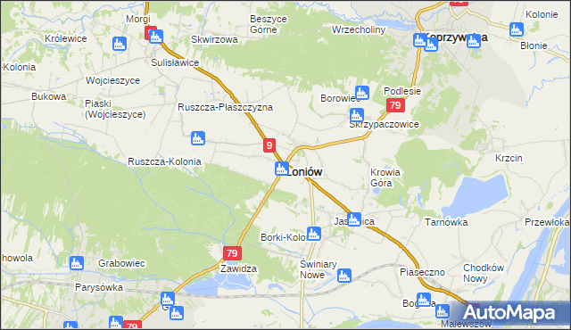 mapa Łoniów, Łoniów na mapie Targeo