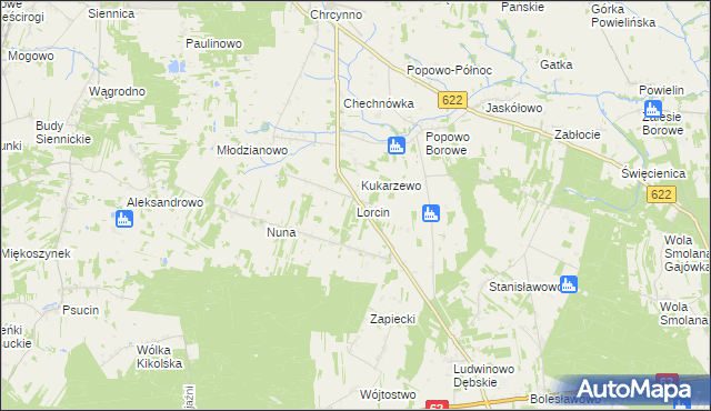mapa Lorcin gmina Nasielsk, Lorcin gmina Nasielsk na mapie Targeo