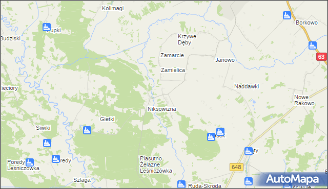 mapa Łosewo gmina Kolno, Łosewo gmina Kolno na mapie Targeo