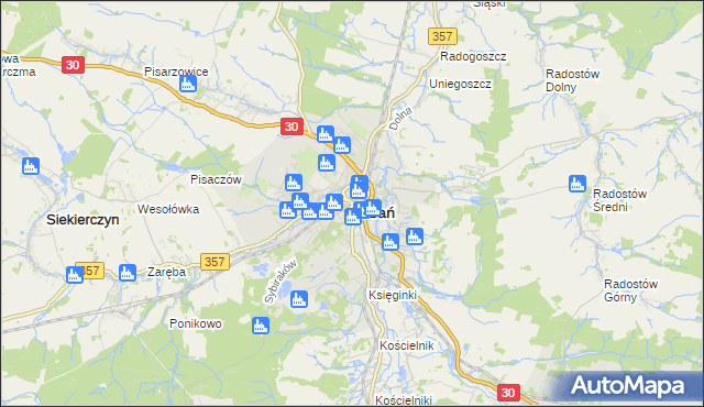 mapa Lubań, Lubań na mapie Targeo