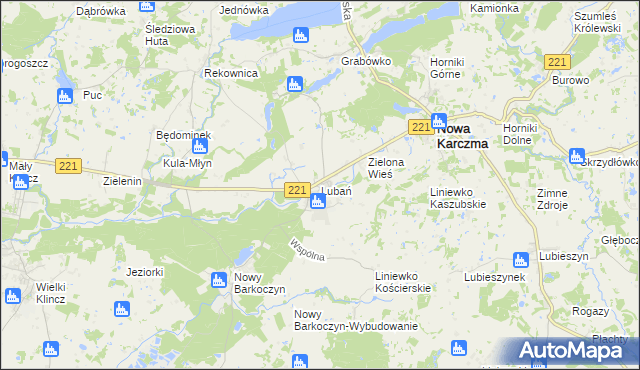 mapa Lubań gmina Nowa Karczma, Lubań gmina Nowa Karczma na mapie Targeo