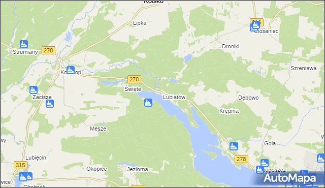 mapa Lubiatów gmina Sława, Lubiatów gmina Sława na mapie Targeo