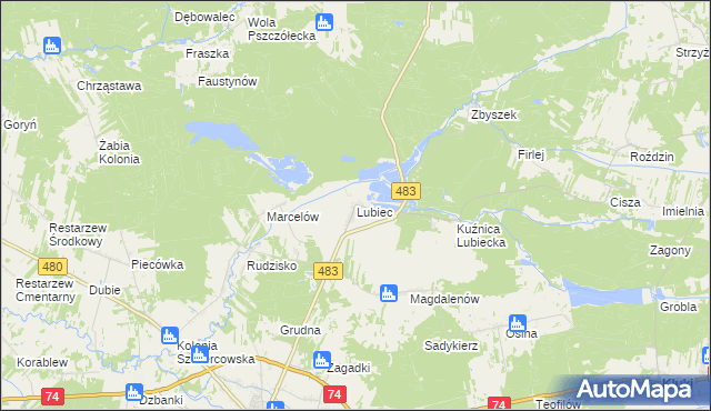 mapa Lubiec, Lubiec na mapie Targeo