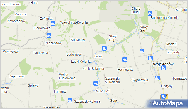 mapa Łubki gmina Wojciechów, Łubki gmina Wojciechów na mapie Targeo