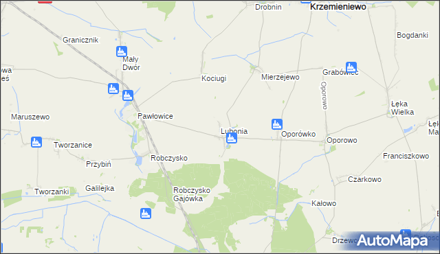 mapa Lubonia gmina Krzemieniewo, Lubonia gmina Krzemieniewo na mapie Targeo