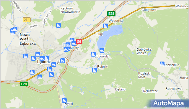 mapa Lubowidz gmina Nowa Wieś Lęborska, Lubowidz gmina Nowa Wieś Lęborska na mapie Targeo