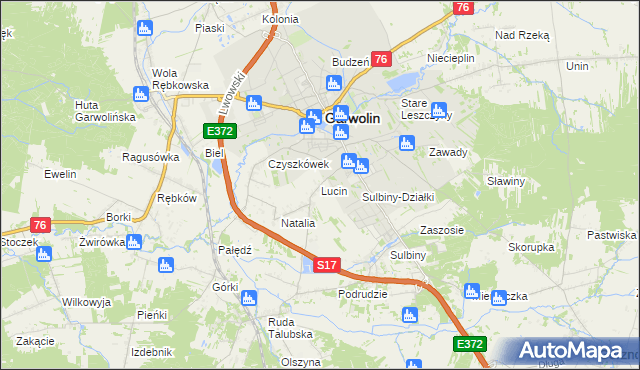 mapa Lucin gmina Garwolin, Lucin gmina Garwolin na mapie Targeo