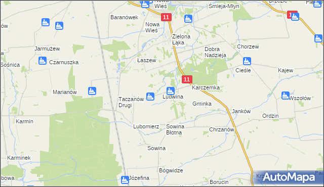 mapa Ludwina gmina Pleszew, Ludwina gmina Pleszew na mapie Targeo