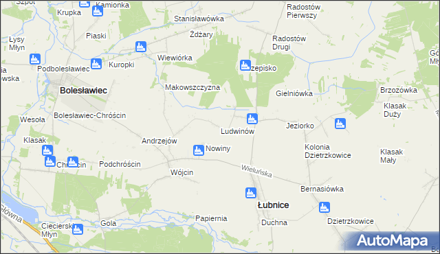 mapa Ludwinów gmina Łubnice, Ludwinów gmina Łubnice na mapie Targeo