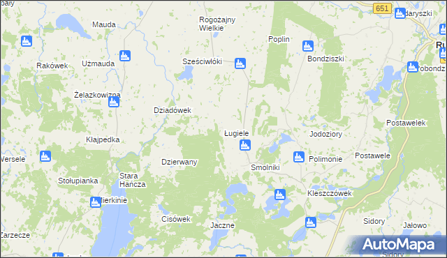 mapa Ługiele, Ługiele na mapie Targeo