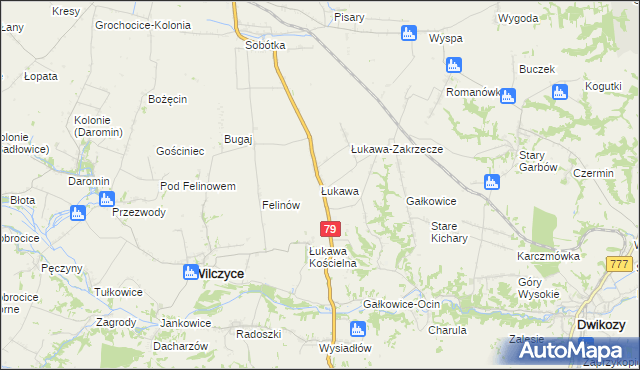 mapa Łukawa gmina Wilczyce, Łukawa gmina Wilczyce na mapie Targeo