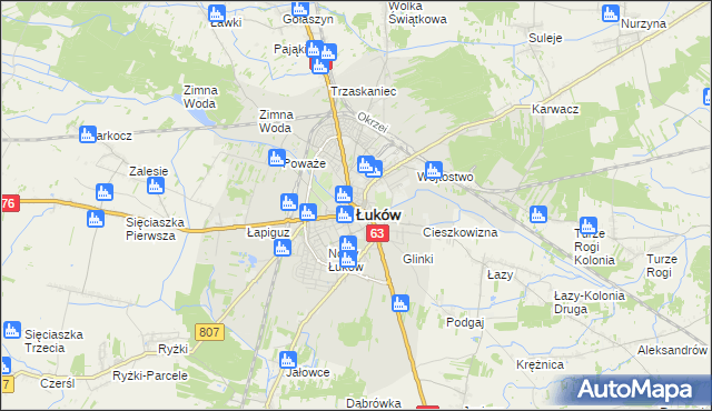 mapa Łuków, Łuków na mapie Targeo