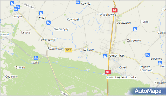 mapa Lulkowo gmina Łysomice, Lulkowo gmina Łysomice na mapie Targeo