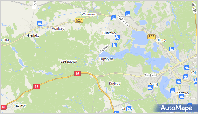 mapa Łupstych, Łupstych na mapie Targeo