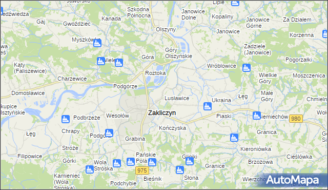 mapa Lusławice gmina Zakliczyn, Lusławice gmina Zakliczyn na mapie Targeo