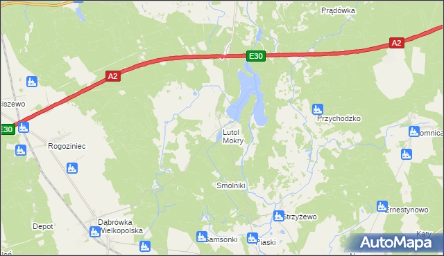 mapa Lutol Mokry, Lutol Mokry na mapie Targeo