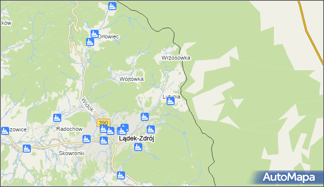 mapa Lutynia gmina Lądek-Zdrój, Lutynia gmina Lądek-Zdrój na mapie Targeo