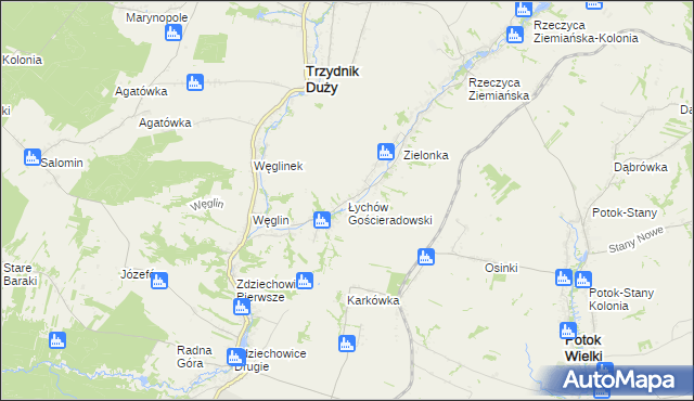 mapa Łychów Gościeradowski, Łychów Gościeradowski na mapie Targeo