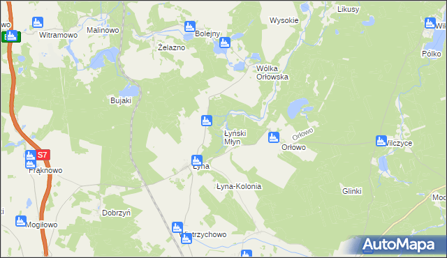mapa Łyński Młyn, Łyński Młyn na mapie Targeo