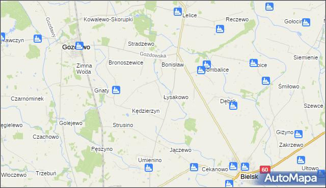 mapa Łysakowo gmina Gozdowo, Łysakowo gmina Gozdowo na mapie Targeo