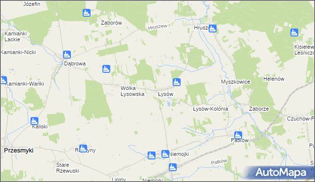 mapa Łysów gmina Przesmyki, Łysów gmina Przesmyki na mapie Targeo