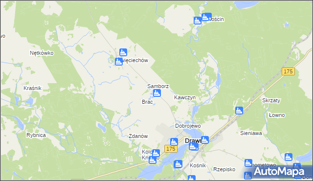 mapa Maciejów gmina Drawno, Maciejów gmina Drawno na mapie Targeo