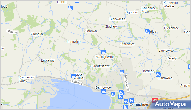 mapa Maciejowice gmina Otmuchów, Maciejowice gmina Otmuchów na mapie Targeo