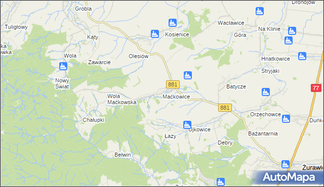 mapa Maćkowice, Maćkowice na mapie Targeo