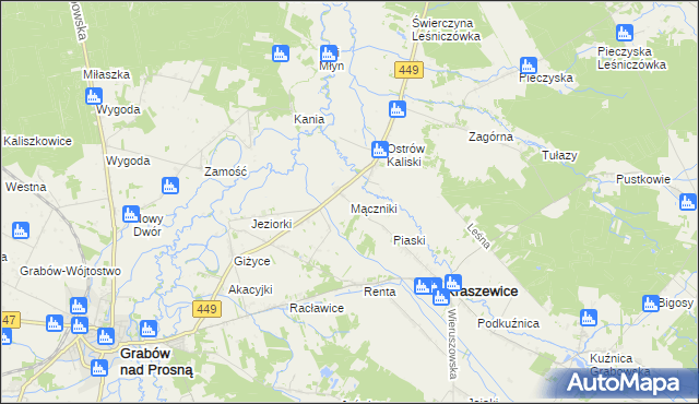 mapa Mączniki gmina Kraszewice, Mączniki gmina Kraszewice na mapie Targeo